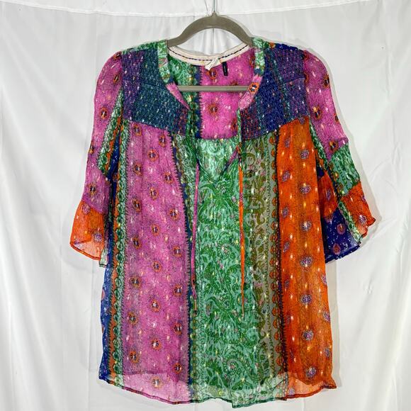 Anthropologie Akemi + Kin “Antonella” Multi-Color Boho Peasant Top – Size M - Picture 2 of 8